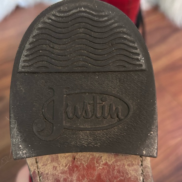 Vintage Justin Roper Cherry Red Leather Lace Up Boots - Picture 11 of 13